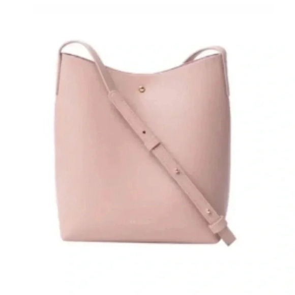 Anthropologie SAMARA shoulder bag EUC pale peony pink cottage core vegan suede - Picture 2 of 14